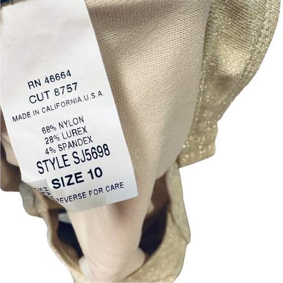 St. John’s Swim Goddess Bandeau Strapless one-piece swimsuit gold shimmer Sze 10 - Picture 9 of 11